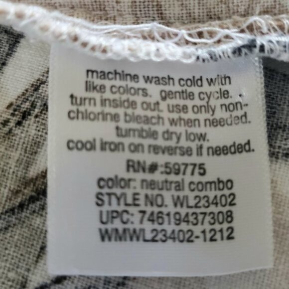 White Stag XL Hawaiian Foliage Print Button Front Short Sleeve Top - Picture 6 of 8